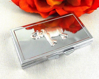 Silberne Elefant Pillendose, Pillendose mit Spiegel