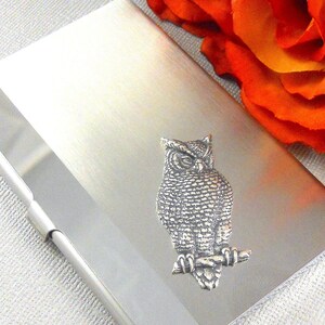 Owl Business Card Case Silver Business Card Holder, Silver Owl, Victorian Owl Christmas Men Gift