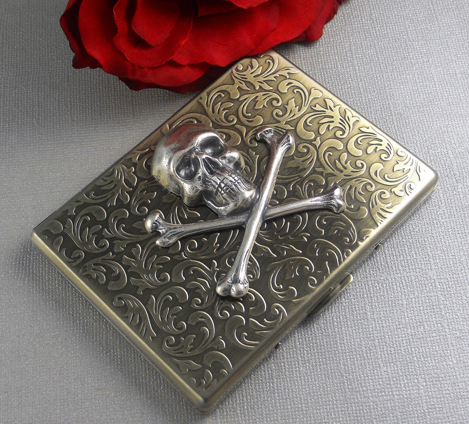 Skull Cigarette Case Vintage Inspired Sterling Silver Plated - Etsy