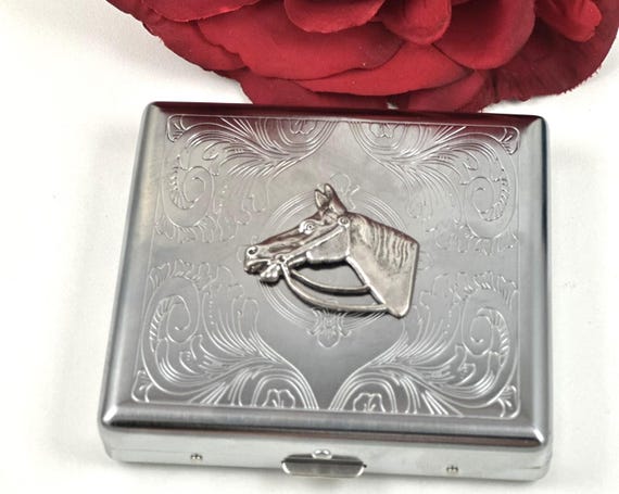 horse cigarette case Silver Cigarette Case, Equestrian, Horse Box Money Holder, Vintage  Victorian Inspired, Tobacco Holder Pocket Box 18 Regular Sized