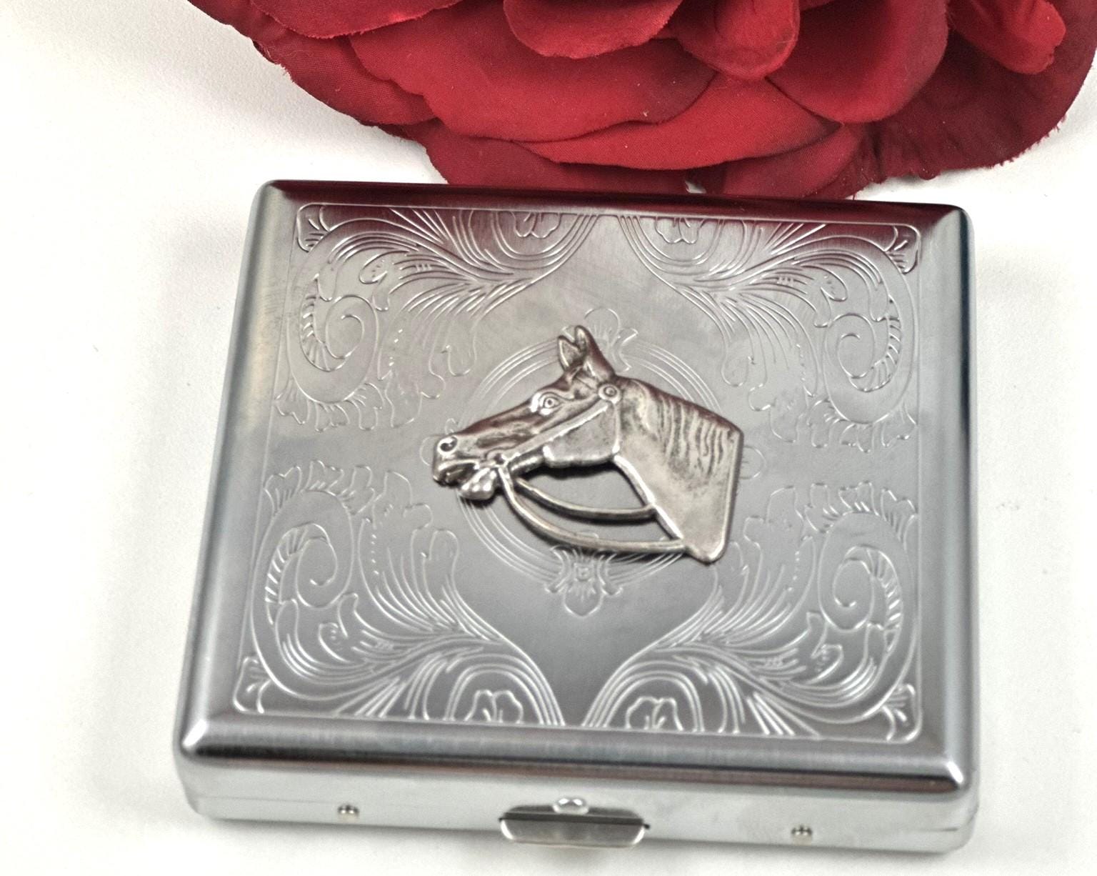 horse cigarette case Silver Cigarette Case, Equestrian, Horse Box Money Holder, Vintage  Victorian Inspired, Tobacco Holder Pocket Box 18 Regular Sized