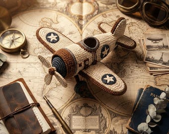 Vintage Biplane Crochet Pattern PDF | Amigurumi Airplane Toy | Retro Aircraft Crochet Pattern | Nursery Decor | DIY Gift