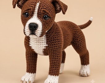Pit Bull Crochet Pattern PDF, Amigurumi Puppy Pattern, Staffordshire Dog Crochet Pattern, Realistic Crochet Dog, Digital Download