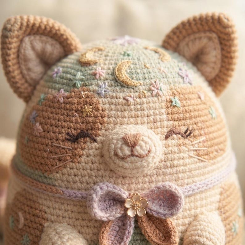 Celestial Patchwork Cat Crochet Pattern, Amigurumi Plush Toy (PDF Download) image 2