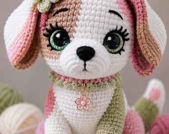 Crochet Puppy Pattern PDF, Floppy Ear Dog Amigurumi Pattern, Cute Puppy Crochet Toy, Dog Plush Crochet Tutorial, PDF Download
