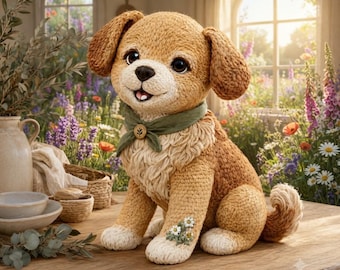 Puppy Crochet Pattern PDF, Amigurumi Dog Pattern, Cute Sitting Puppy Toy, Crochet Plush Dog, Beginner Friendly DIY Gift