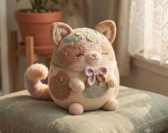 Celestial Patchwork Cat Crochet Pattern, Amigurumi Plush Toy (PDF Download)