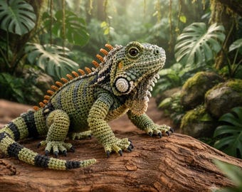 Realistic Iguana Crochet Pattern PDF | Amigurumi Lizard Pattern | Poseable Reptile Toy | Wildlife Crochet | DIY Gift Pattern