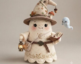 Ghost Wizard Crochet Pattern, Amigurumi Plush Tutorial, Halloween Cottagecore (PDF Download)