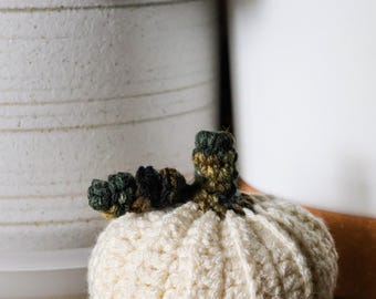 Handmade Off White Crochet Pumpkin