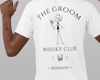 JGA Shirt Männer personalisiert | Bräutigam & Groom's Crew Shirt | Whisky Club JGA Gruppenshirt mit Name | Junggesellenabschied