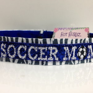 Custom Embroidered Personalized Non-Slip Double Layered Sparkle Glitter with MOM & Sports Emblem Team Headbands image 1