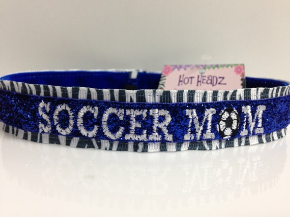 Custom Embroidered Personalized Non-Slip Double Layered Sparkle Glitter with MOM & Sports Emblem Team Headbands