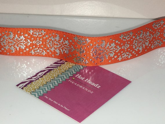 Halloween Orange Foil Damask Non-Slip Hot Headz Headband
