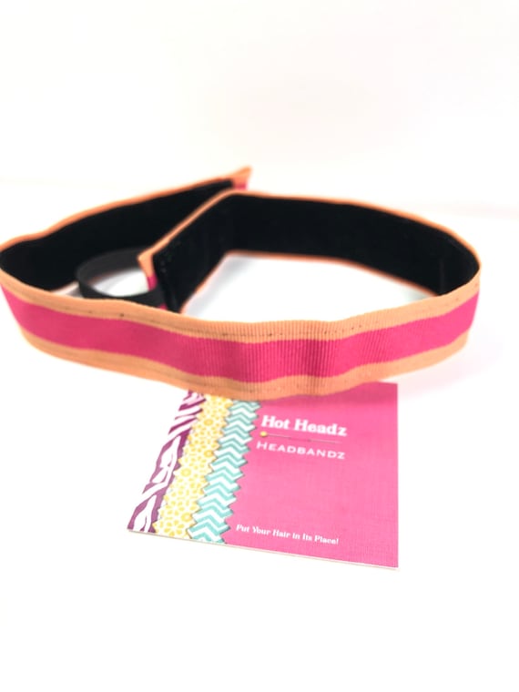 Peach with Hot Pink Stripe Non-Slip Headband