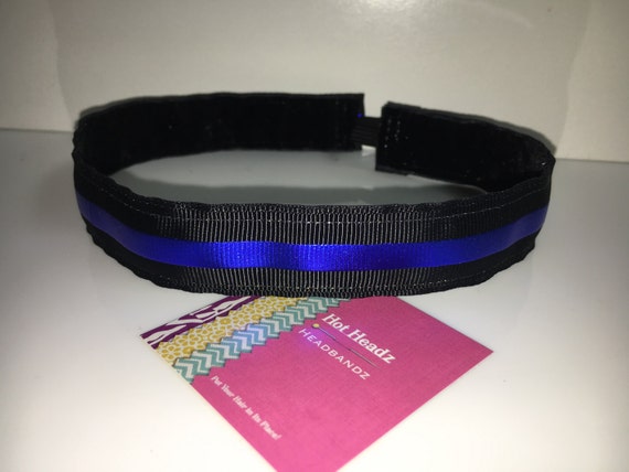 Custom Non-slip headband 7/8 Back the Blue Thin Blue Line Support Our Police Inspired