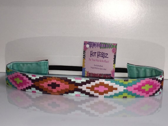 7/8" Spirit Weave Jacquard Aztec Native American Inspired Pattern Non Slip by Hot Headz Headbandz