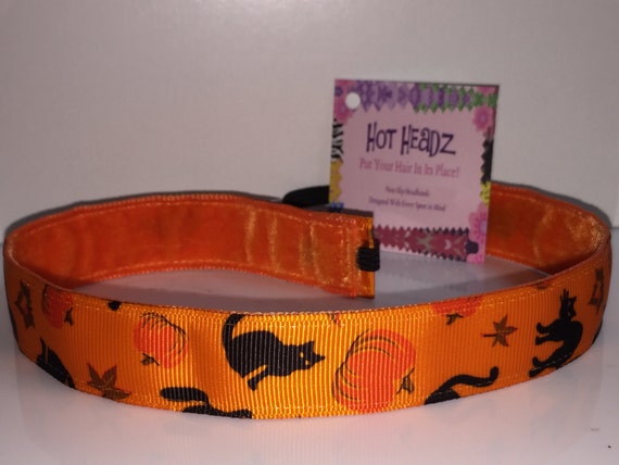 Halloween Black Cats & Pumpkins Non-Slip Hot Headz Headband