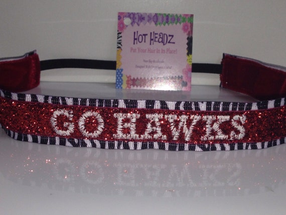 Custom Embroidered GO HAWKS non-slip Headband