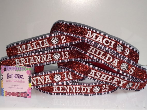 Custom Embroidered Personalized Non-Slip Double Layered Sparkle Glitter with Sports Emblem Team Headbands