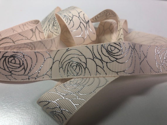 Creme with Silver Flowers Non-Slip Headband