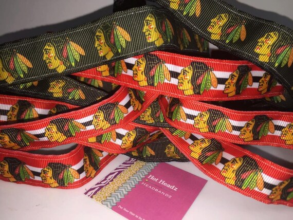 Custom Inspired Black hawks Team Non-Slip Layered Grosgrain Headband - GO HAWKS