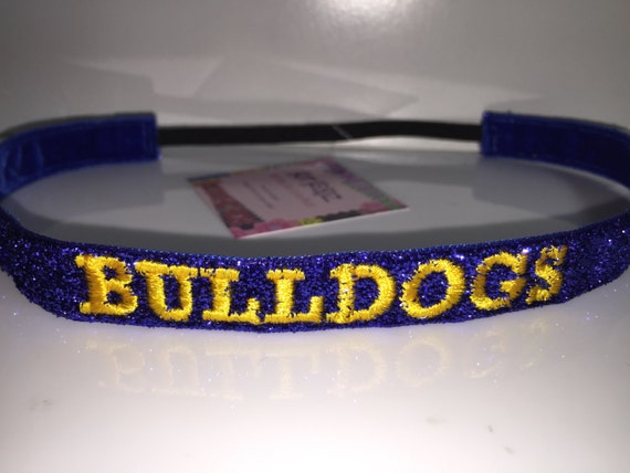 Ready 2 Ship - Custom Embroidered Personalized Non-Slip 5/8" ROYAL Sparkle - BULLDOGS