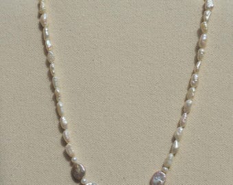 Freshwater Pearl Necklace | Baroque, Rice Pearls, Sterling Silver Chain (18"-20")