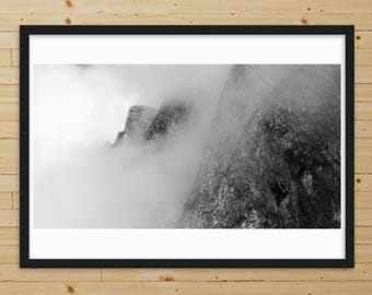 Rocks in the mist, Pyrenees – BW photograph