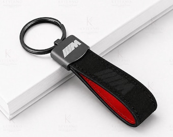 M Keyring in Alcantara Look | Black Red | M Keychain | Pendant | BMW M Style Car Keyring | Gift for Car Enthusiasts