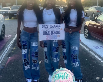 Senior Year Custom Jeans Class of 2027, HOCO Jeans