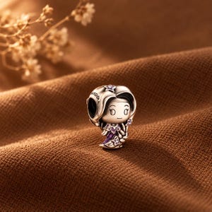 Disney Tangled Rapunzel Berlock för Armband eller Halsband Silver, Halsbandshänge, Handgjord Berlock, Reseberlock, Anpassad Berlock, Julklapp