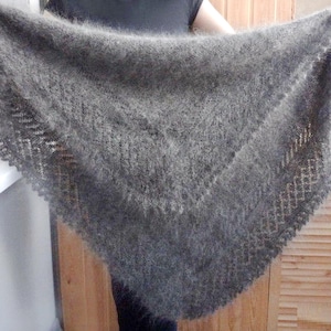 Warm Orenburg Shawl , Downy Goat, Hand - Knitting winter warm Russian Shawl gray
