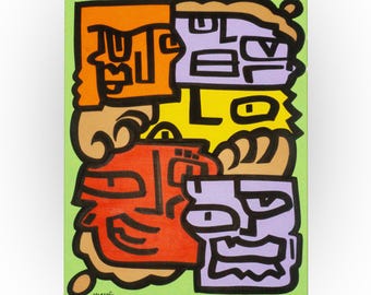Disassociated - Original Acrylic Painting on Canvas, Abstract Portrait Wall Art, 28x22 in