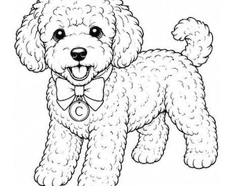 Toy Poodle Clipart | Coloring Book Line Art, Puppy Dog PNG (Digital Download)