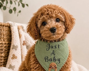 Custom Dog Bandana with Embroidered Dog Breed & Name | Personalized Pet Bandana | Small Medium Dog Scarf | Dog Gift