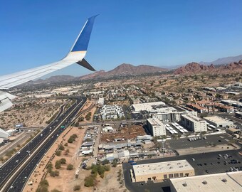 Phoenix Arizona Aerial Photography | Plane Landing POV Window Views | 6 Travel JPG Digital Downloads | Arizona Desert Landscape