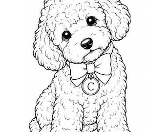 Toy Poodle Head Tilt PNG | Curious Puppy Coloring Clipart (Instant Download)