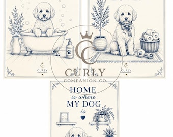 Dog Bathroom Wall Art Set of 3 Printable |Wash Your Paws | Home Is Where My Dog Is | Live Bark Love | Farmhouse Dog Decor | Instant Download