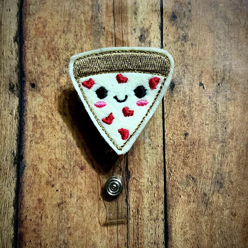 interchangable FREE SHIPPING Love Pizza Feltie Badge Reel Holder