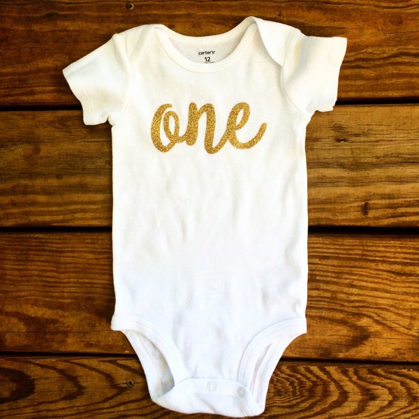 One Glitter 1st Birthday Bodysuit