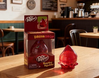 Jouet anti-stress Dr Pepper Dream Drop, pailleté rouge, jouet sensoriel mignon et anti-stress, cadeau kawaii pour collectionneurs