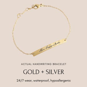 Handwriting Bracelet - Mothers Day Gift Personalized - Stacking Bracelet - Actual Handwriting Jewelry - Remembrance Bracelet - Waterproof