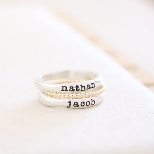 Personalized Name Ring Stackable Name Ring Mothers Ring Gold Stacking Ring Minimalist Rings Mothers Day Gift Personalized image 3