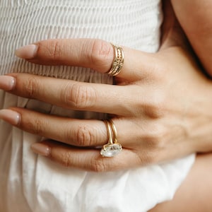Dainty Initial Signet Ring: Solid Gold or Sterling Silver Stacking Ring