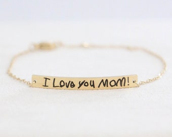 Bracelet écriture - cadeau fête des mères personnalisé - bracelet à superposer - bijoux écriture réels - bracelet du souvenir - cadeau pour elle