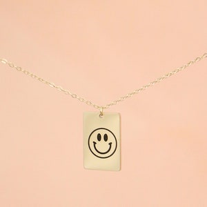 Smiley Face Necklace - Happy Face Jewelry - Smile Emoji - Smiley Charm - Gold Smiley Jewelry - Silver Charm Necklace - Retro Smiley Face