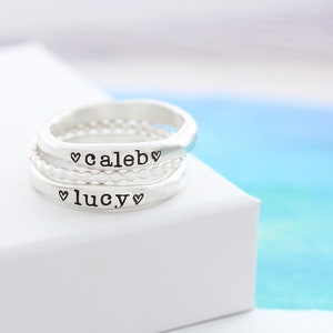 Personalized Name Ring Stackable Name Ring Mothers Ring Gold Stacking Ring Minimalist Rings Mothers Day Gift Personalized image 6