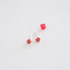 Ruby CZ Stud - July Birthstone Earring - Gemstone Earrings - Chain Drop Earring - Second Piercing - Stacking Earring - Dainty Post