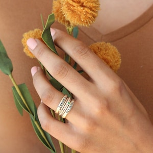 Dainty stackable shop birthstone rings